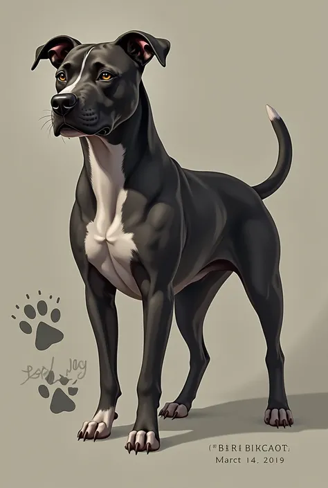 Tribute image of a Ford pitbull stand dog with birth and death dates and a paw print