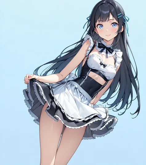 (Full Body Shot:1.0), (Standing), 
(Masterpiece 1.3), (Highest quality), (High resolution), (Very detailed), (Best illustrations), Best Shadow, (so beautiful:0.9), (very cute:1.2), 

(AyaseAragaki),  girl, 
Black Hair, Long Hair, amount, Hair Clip, Blue ey...