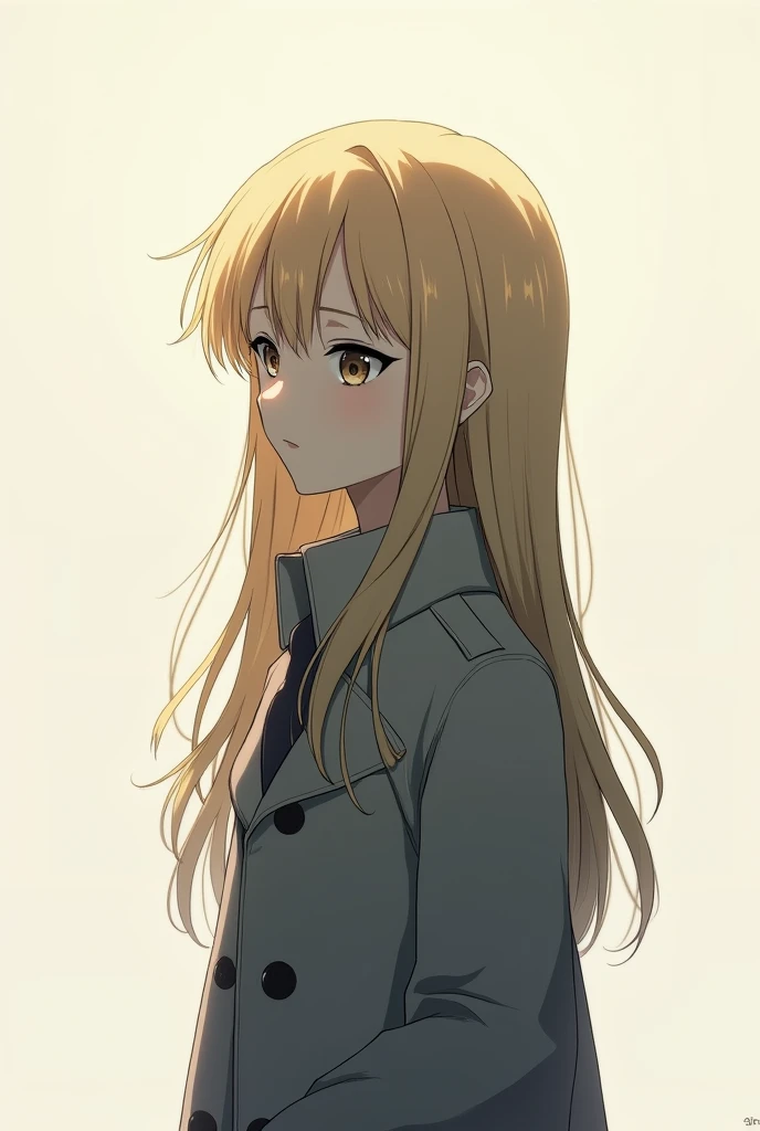 girl with blonde hair and a gray coat in anime style - shadow drawing