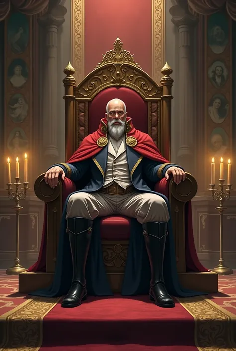 Create an image of the character Uri Reiss from Shingeki no kyojin on a king&#39;s throne 