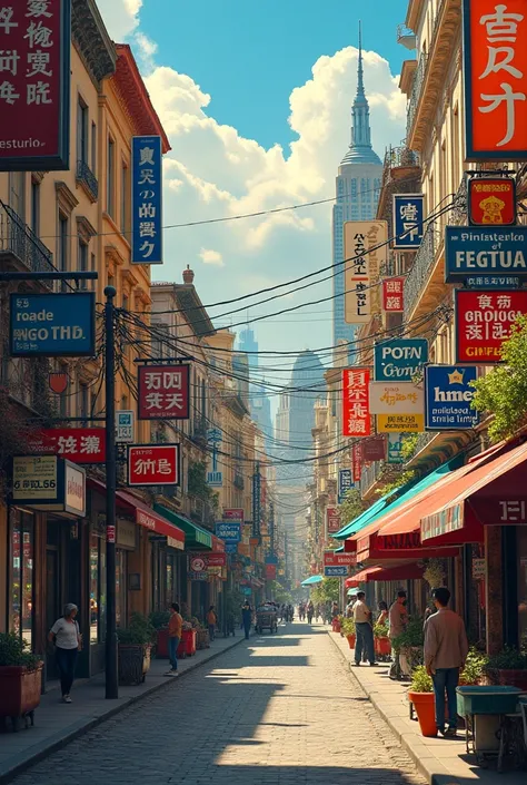 It&#39;s about linguistic landscapes in the world. The set of words and languages present in public space (signs, Adverts, etc.).
Concrete examples:Multiculturalism: Comparar las signs en una calle de Nueva York (English, Spanish, chino, etc.) with a stree...