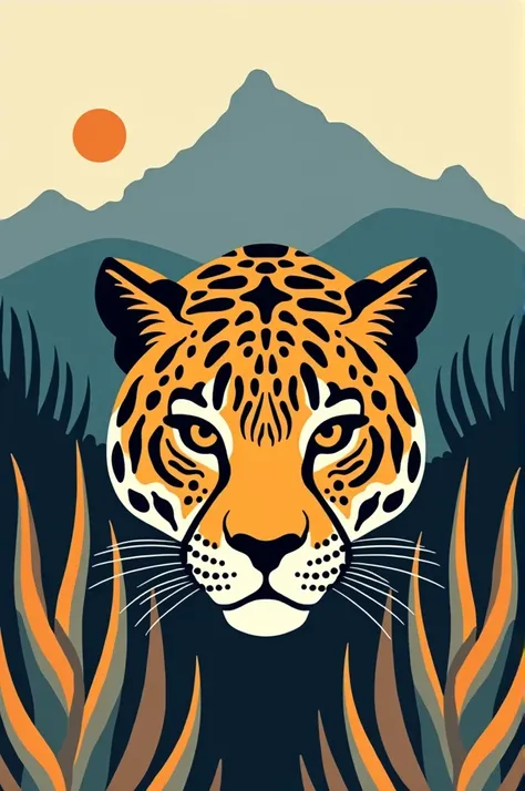 Two-color vector, Jaguar front, sierra, agave angustifolia
