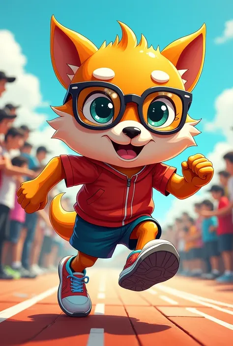 Illustration of the character Tarugo from Monica&#39;s Gang wearing glasses and running shoes , racing mascot