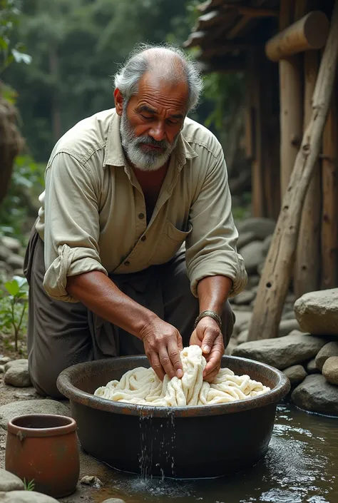 Man washing clothes