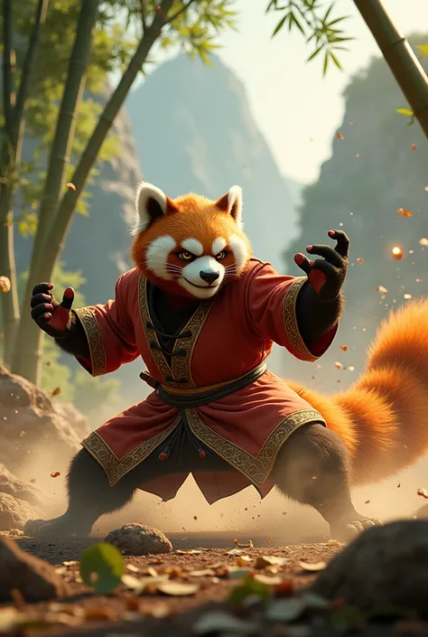 Create shifu fighting with the Dragon Warrior from the movie kung fu panda, Now let the panda steal his spiritual power like in the third kung fu panda movie