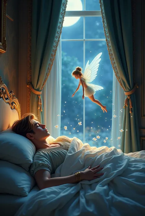 I wish for a prince sleeping while a fairy comes through his window
