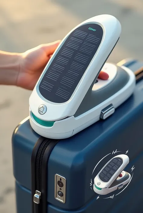 Cordless Iron from Temu,put solar panel on top of the iron and make it small , easy to put it in a travelling bag, make sure the solar panel is visible and show how it works