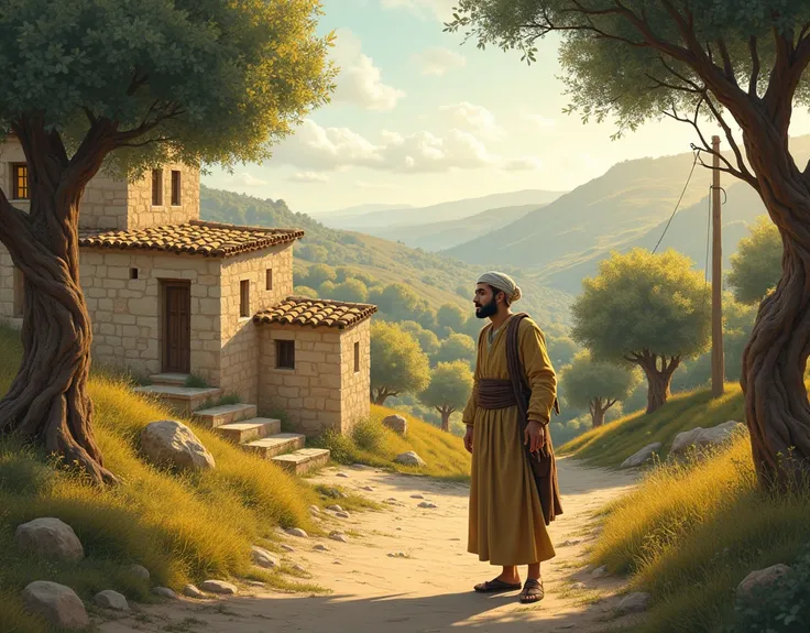 

### Scene 1: Introduction to Ahmad and the Village
- **Prompt**: "In a peaceful village surrounded by rolling hills and ancient olive trees, a humble and pious farmer named Ahmad a teenage lives a life of contentment and devotion to Allah. Describe the s...