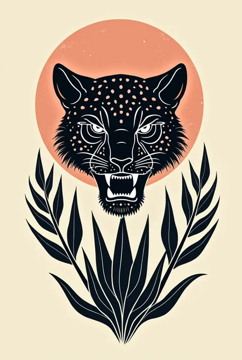 Minimalist label, strong and elegant character. Made from a jaguar head, night saw, agave angustifolia. All in 1 color Vector