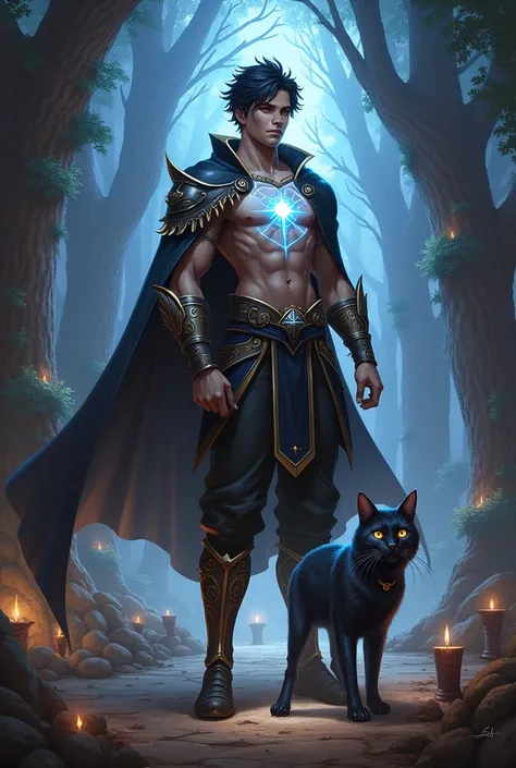 
**Prompt para Capa de Light Novel**

**Title:** *Born Again with a Gift: My Quest for Greatness*

sylas, with hair and eyes that reflect an aura of determination. Hes in an imposing pose, with his magical tattoo shining brightly. Next to you, a black cat ...