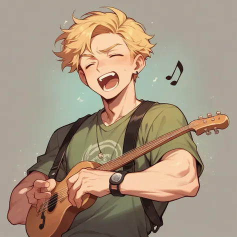 Boy singing with blonde hair 