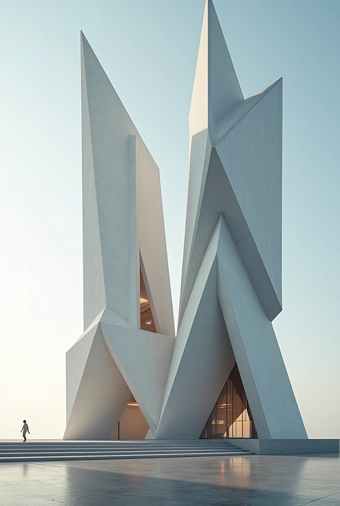 Tall abstract architectural works with triangles