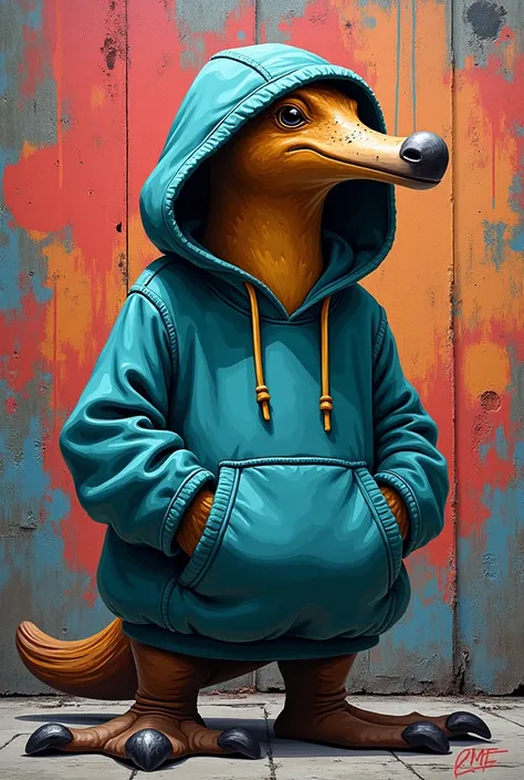 graffiti platypus in sweatshirt