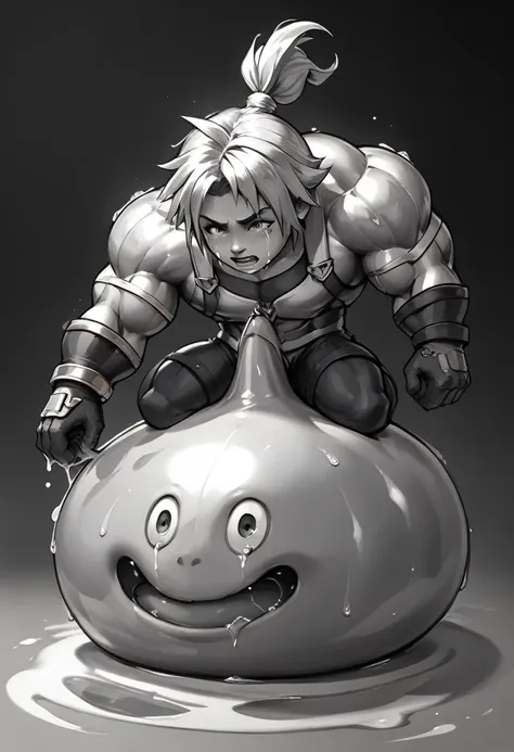 highest quality,huge muscles,very huge erect penis,slime knight,young knight、tidus impersonating slime knight,the face is tidus,...