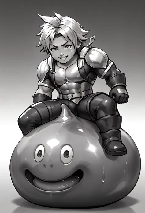 highest quality,huge muscles,very huge erect penis,slime knight,young knight、tidus impersonating slime knight,the face is tidus,...