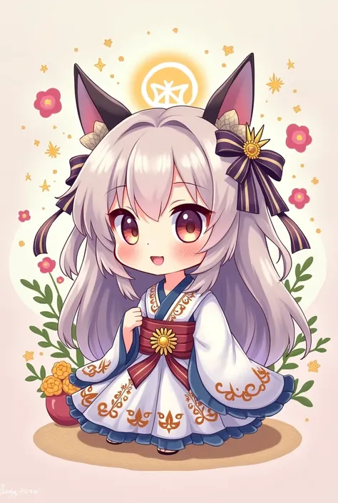 Yae miko chibi with cute decorations 