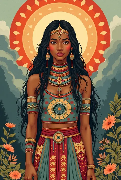 Make a super easy drawing of what indigenous women will be like in the future as long as they continue to have their qualities, characteristics and traditions