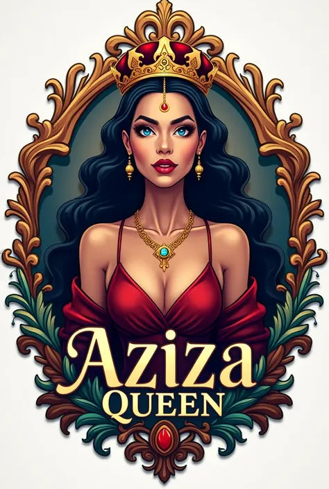 Logo with name aziza queen 