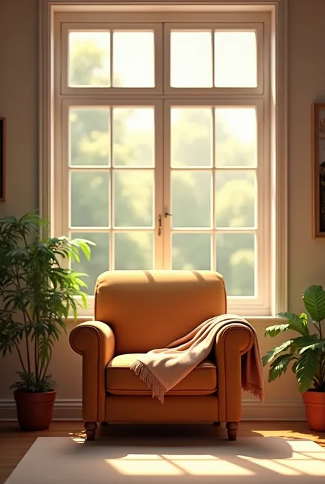 A chair placed between two windows
