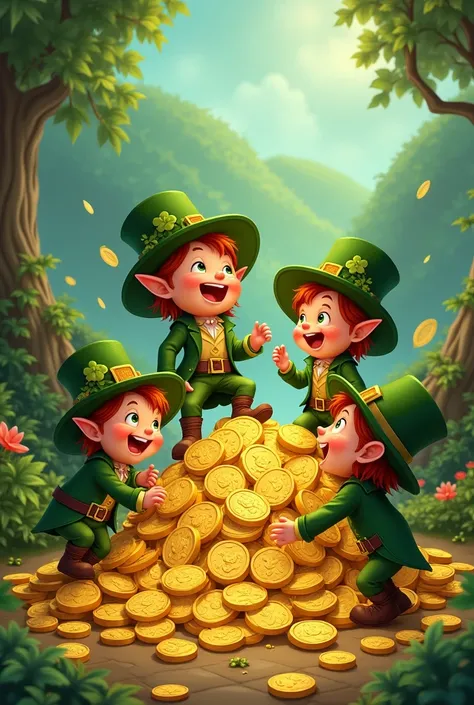 create a design with leprechauns and coins