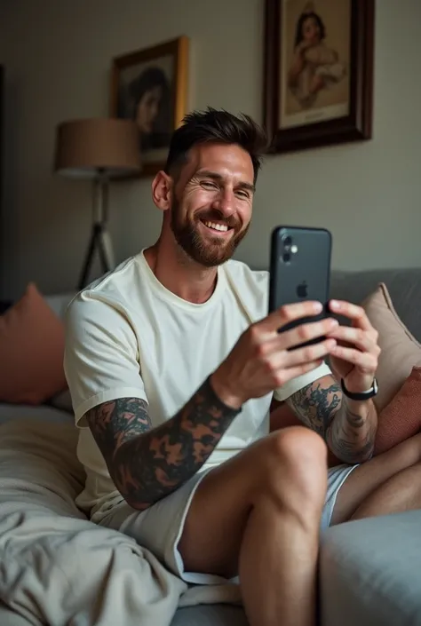 messi taking selfies at home 




