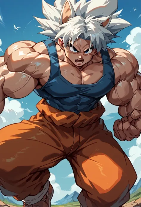 highest quality,based on anatomy,huge muscles,goku and kogenta mix,