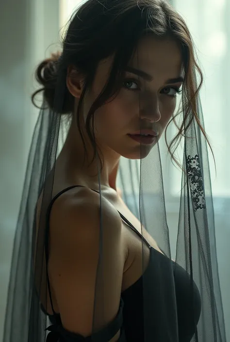  Veiled girl in sexy position and perfect body