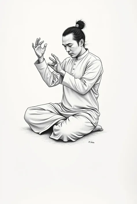 drawing of a Chinese man doing little with his fingers