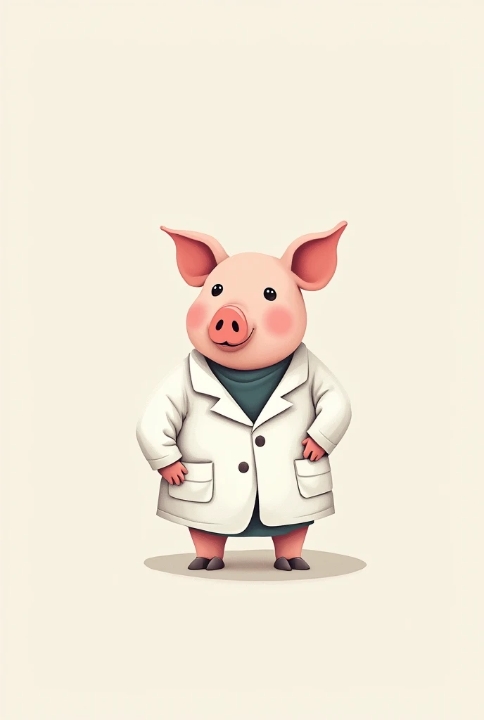 A minimalist drawing of a pig in a doctor&#39;s coat 