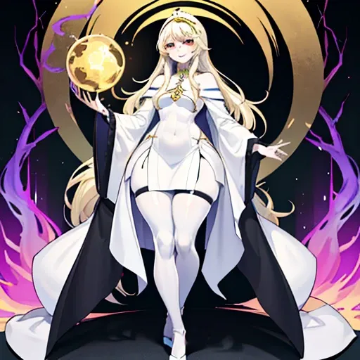 High res, shading, ((Miquella the Kind)), femboy, wide hips, massive thighs, massive ass,((extremely long hair)),((platinum blonde hair)), smiling at viewer lovingly, massive glowing tree in the background, simple white robes,((pale skin)),(( beautiful fea...