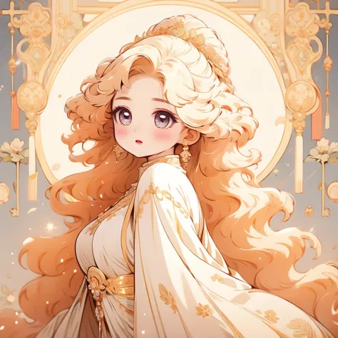 a beautiful lady, with a long golden hanfu her skin was milky white and creamy with a pinkish tinge in the sensitive areas that ...