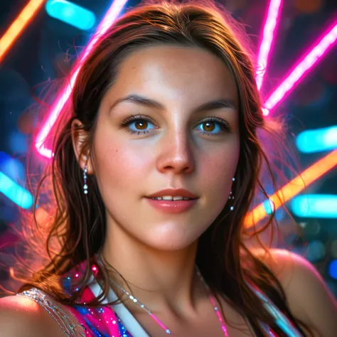 (gege:1.6), woman, brunette, brown eyes, brown hair, score_9, score_8_up, score_7_up, black light art，(tmasterpiece, top-quality...