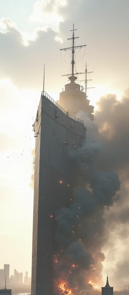 A large ship destroying a city