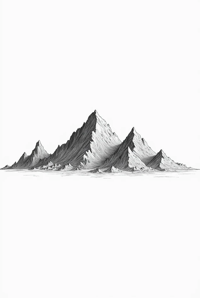 3 mountain drawings, one large, one medium and one small, just to print without color