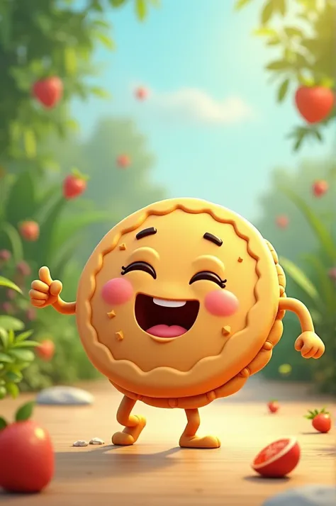 Create an animated character for a healthy sandwich cookie logo called bisnack