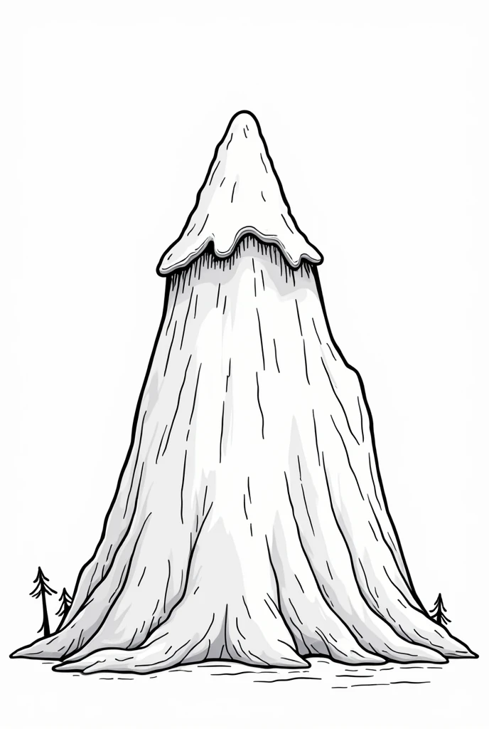 Drawing of an animated mountain just for printing without color