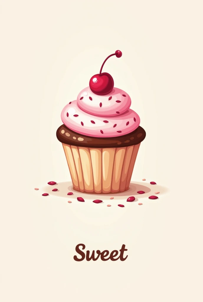 Logo for a pastry industry with the name Sweet that has a cupcake that is attractive and eye-catching 