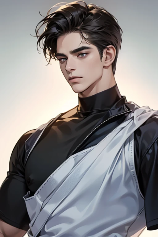 (Best quality,4K,8K,a high resolution,masterpiece:1.2),ultra detailed,(realistic,photorealistic,photo-realistic:1.37),3 man,Beautiful anime,portraits,strong,masculine,dark hair,Sharp jawline,Mesmerizing eyes,Perfectly styled hair,confident expression,brigh...