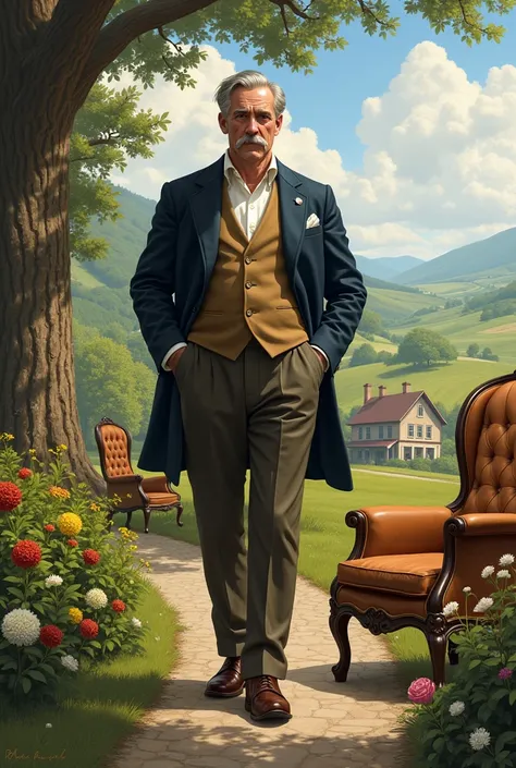 design a gentleman who lives in a rural place