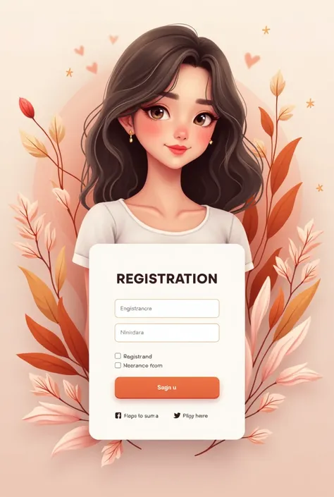 An image of my future website but showing the registration part with a girl background 