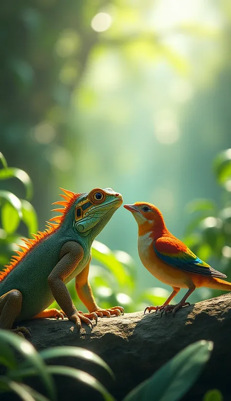 A Lizard and a bird.