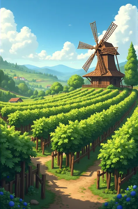 Farm grapes windmill