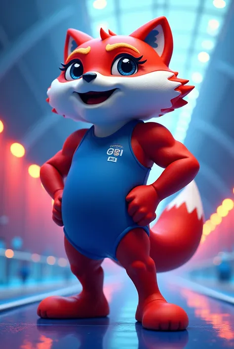 A novel Olympic mascot that contains red and blue colors