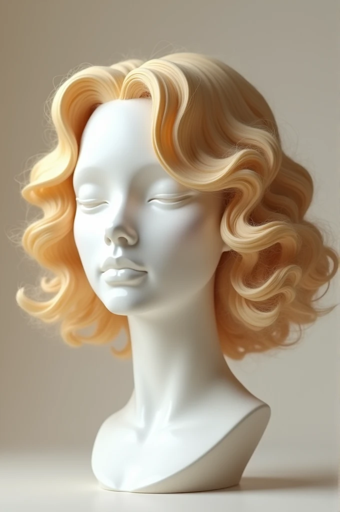 Short blonde curly hair mannequin head