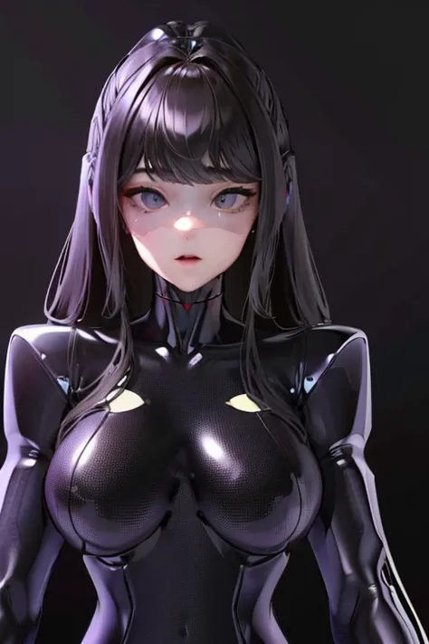 (masterpiece),(Highest quality),(Super detailed),(Best illustrations),(Best Shadow),(Absurd),(Detailed Background),(so beautiful), 16K, 8K, 4K,(Best Shadow),empty eyes,robotization,woman ,big bust,Robot Joint ,Metal skin,Black Suit,long hair,a black suit t...