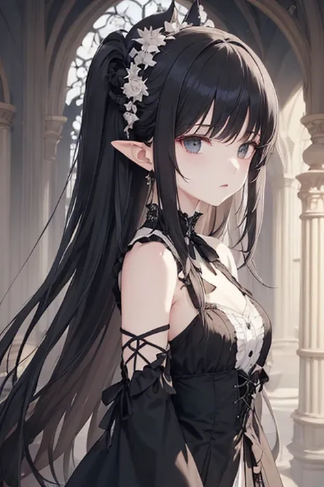 A character that combines elements of Victorian Gothic style and anime-style beautiful girls.。Overall, it has a gothic and classical style.、A character with an elegant and mysterious beauty.。It is a character with a beautiful appearance and a calm personal...