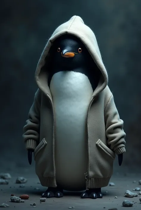 Penguin hoodie in dark background