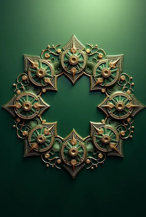 Mandala in the shape of the letter C and metallic green to be used in a pastry shop logo
