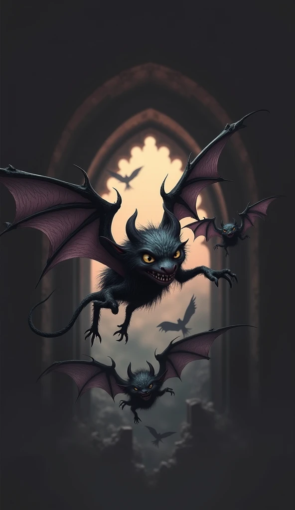 Lots of cute gothic demons flying around