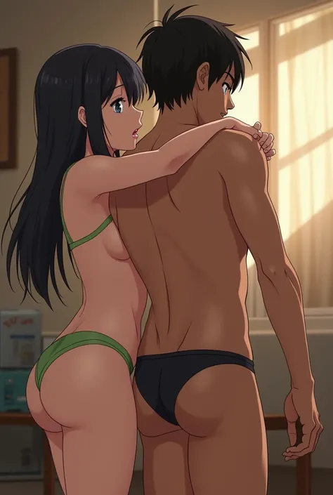 Asian boy in tiny thong up ass embarrassed by bkack nigga molesting his butt anime girl juciy